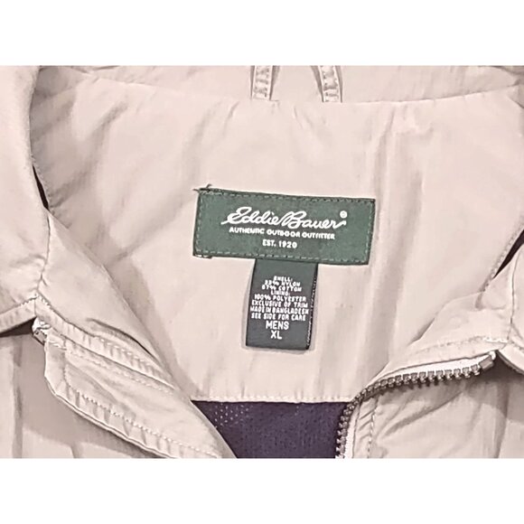 Retro Eddie Bauer Bomber Jacket Gorpcore Classicore Tan Lined Zip Mens XL - Picture 4 of 8
